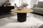 Stolik kawowy ława okrągła w stylu Loft do salonu THOR v1 tuba walec Dąb Artisan 18mm, noga czarna