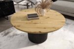 Stolik kawowy ława okrągła w stylu Loft do salonu THOR v1 tuba walec Dąb Artisan 18mm, noga czarna - obrazek 3