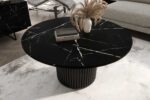 Stolik kawowy ława okrągła w stylu Loft do salonu THOR v1 tuba walec, Marmur Black 18mm, noga czarna - obrazek 3