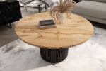 Stolik kawowy ława okrągła w stylu Loft do salonu THOR v1 tuba walec Dąb Wotan 18mm, noga czarna - obrazek 3