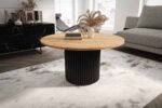 Stolik kawowy ława okrągła w stylu Loft do salonu THOR v1 tuba walec Dąb Craft Złoty 18mm, noga czarna