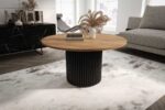 Stolik kawowy ława okrągła w stylu Loft do salonu THOR v1 tuba walec Dąb Lancelot 18mm, noga czarna