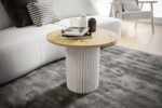 Stolik kawowy ława okrągła w stylu Loft do salonu THOR v2 tuba walec Dąb Artisan 18mm, noga biała