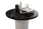 Stolik kawowy ława okrągła w stylu Loft do salonu THOR v2 tuba walec, Marmur Black 18mm, noga biała - obrazek 4