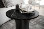 Stolik kawowy ława okrągła w stylu Loft do salonu THOR v2 tuba walec, Marmur Black 18mm, noga czarna - obrazek 3