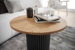 Stolik kawowy ława okrągła w stylu Loft do salonu THOR v2 tuba walec Dąb Lancelot 18mm, noga czarna
