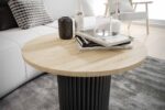 Stolik kawowy ława okrągła w stylu Loft do salonu THOR v2 tuba walec Dąb Sonoma 18mm, noga czarna - obrazek 3