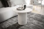Stolik kawowy ława okrągła w stylu Loft do salonu THOR v2 tuba walec, Marmur Bianco 18mm, noga biała