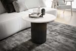Stolik kawowy ława okrągła w stylu Loft do salonu THOR v2 tuba walec, Marmur Bianco 18mm, noga czarna
