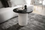 Stolik kawowy ława okrągła w stylu Loft do salonu THOR v2 tuba walec, Marmur Bianco 18mm, noga czarna - obrazek 3