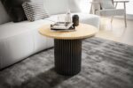 Stolik kawowy ława okrągła w stylu Loft do salonu THOR v2 tuba walec Dąb Hikora Naturalna 18mm, noga czarna