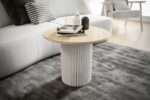 Stolik kawowy ława okrągła w stylu Loft do salonu THOR v2 tuba walec Dąb Sonoma 18mm, noga biała
